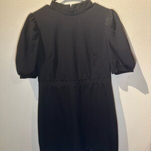 SHEIN Black Puff Sleeve Mini Dress